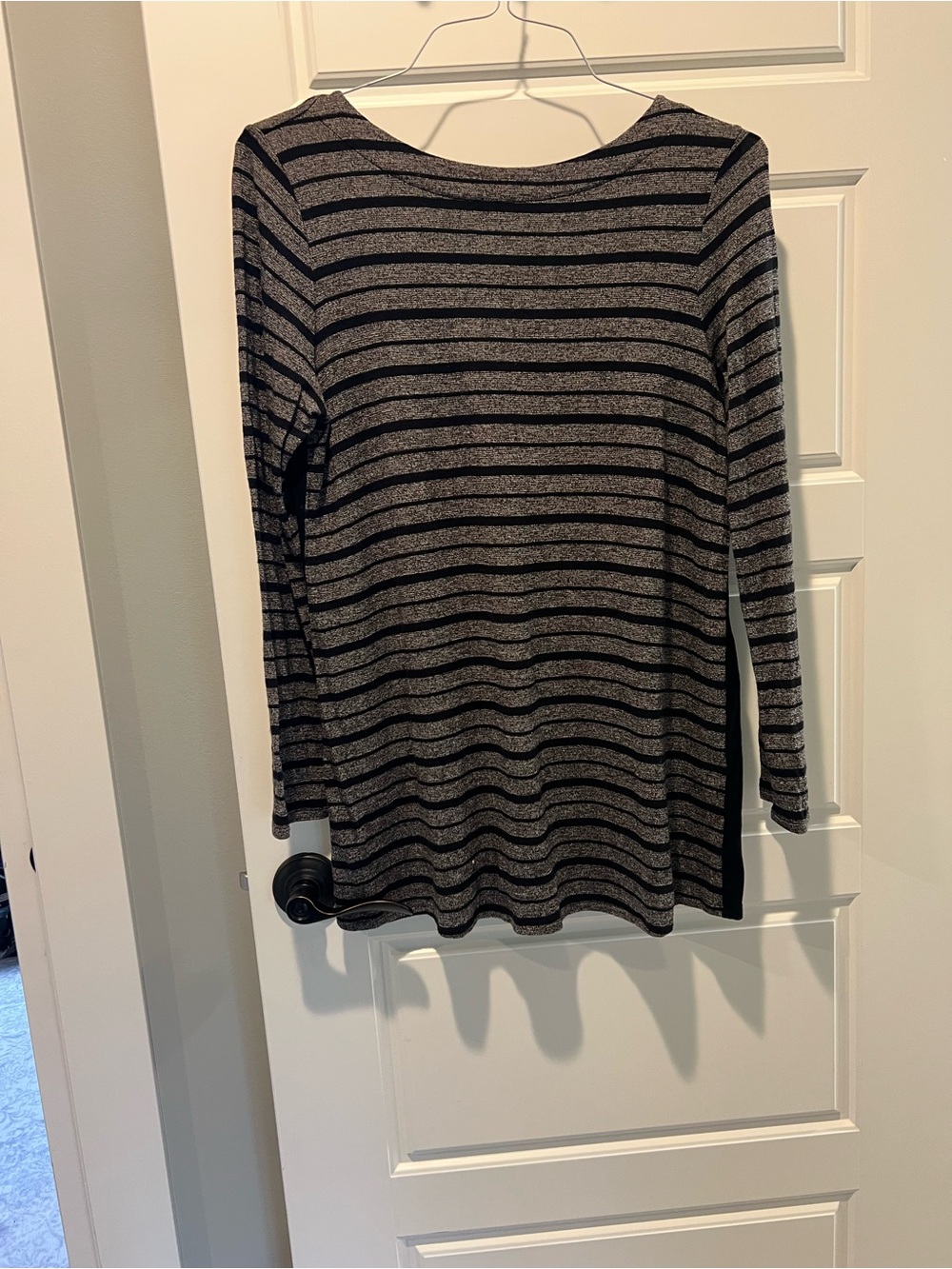 J. Jill Black and Gray Striped Long-Sleeve Tunic